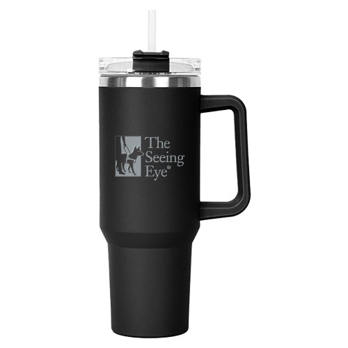 The Seeing Eye Hippo Black Mug & Straw Lid with Twist Closure 40 oz