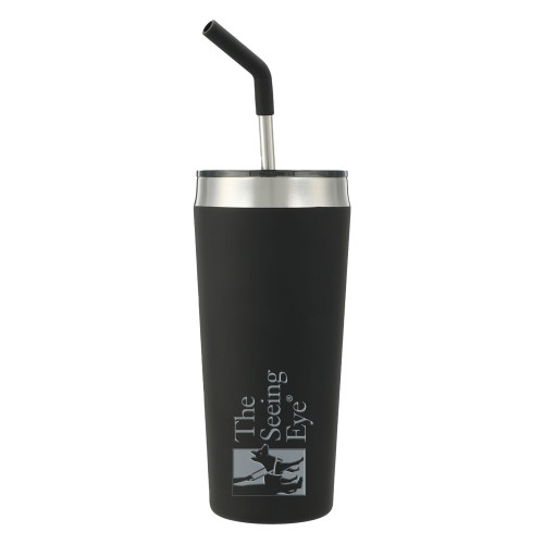 The Seeing Eye Faye Black Vacuum Tumbler w/ Stainless Steel Straw 20 oz