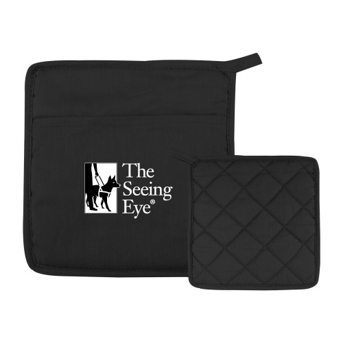  Quilted Canvas Black Pot Holder - The Seeing Eye Horizontal