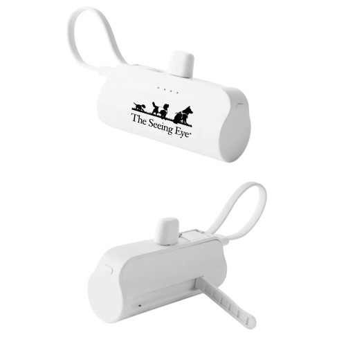  Sidekick White 4500 mAh Power Bank - The Seeing Eye pup2harness logo