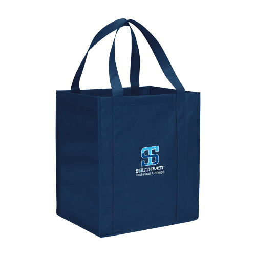 Non Woven Navy Grocery Tote-Stacked