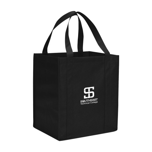 Non Woven Black Grocery Tote-Stacked