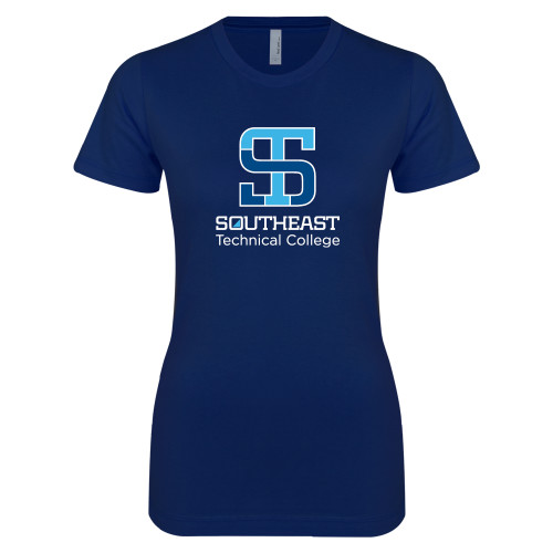 Next Level Womens Navy Boyfriend Tee-Technical College
