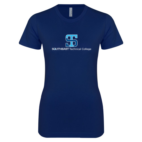 Next Level Womens Navy Boyfriend Tee-One-Line Wordmark