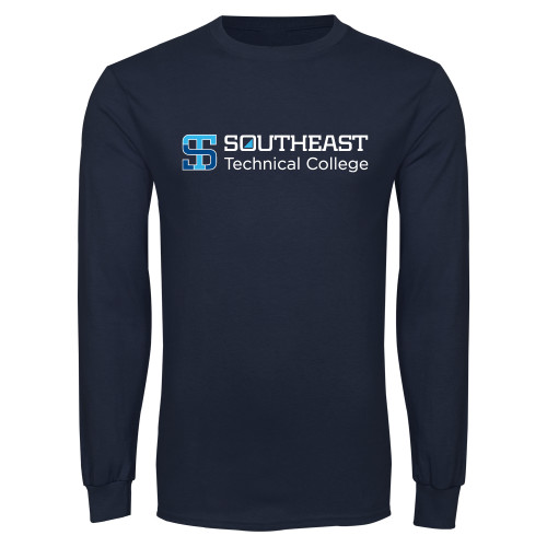 Navy Long Sleeve T-Shirt-Two-Line Wordmark