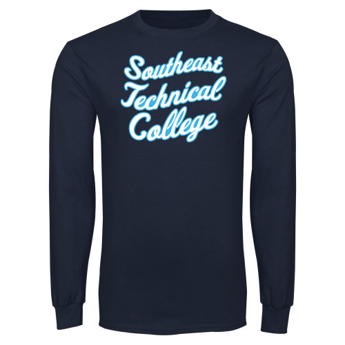 Navy Long Sleeve T-Shirt-Script