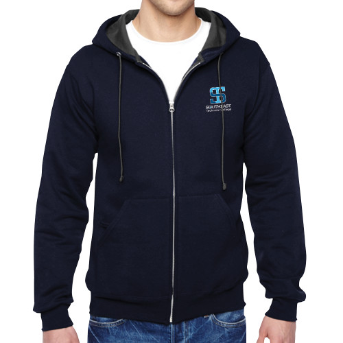 Navy Fleece Full Zip Hoodie-Technical College