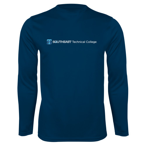 Navy Performance Long Sleeve Shirt-Horizontal Version