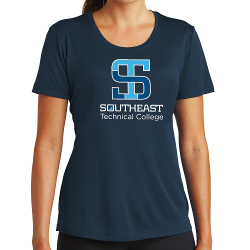 Womens Navy Performance Tee-Technical College