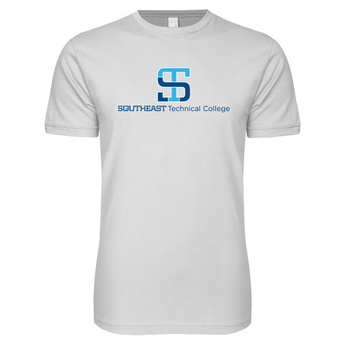 Next Level White SoftStyle T Shirt-One-Line Wordmark