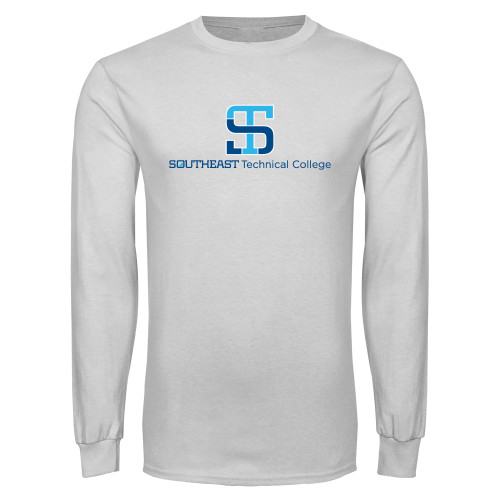 White Long Sleeve T Shirt-One-Line Wordmark