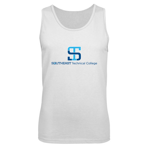 White Tank Top-One-Line Wordmark