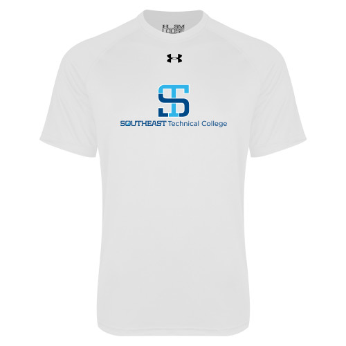 Under Armour White Tech Tee-One-Line Wordmark