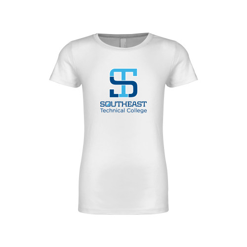 Next Level Girls White Fashion Fit T Shirt-Stacked