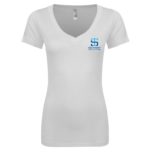 Next Level Womens White Ideal V Tee-Technical College