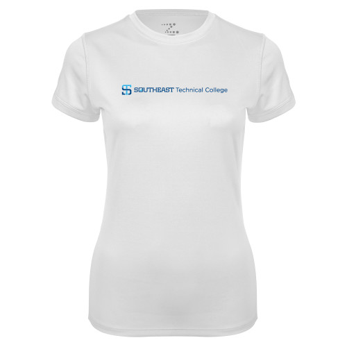 Womens White Performance Tee-Horizontal Version