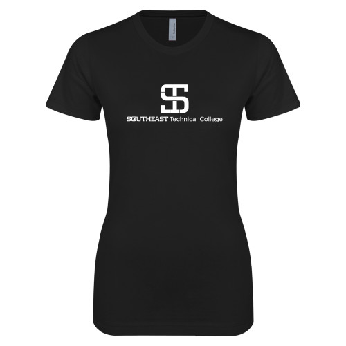 Next Level Womens Black Boyfriend Tee-One-Line Wordmark