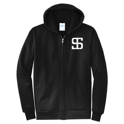 Extended Black Fleece Full Zip Hoodie-Monogram