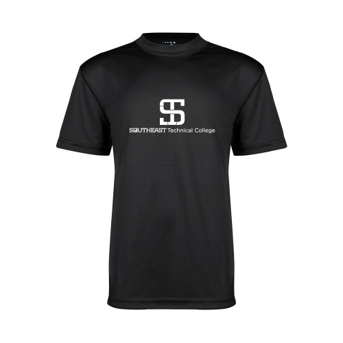Youth Performance Black Tee-One-Line Wordmark