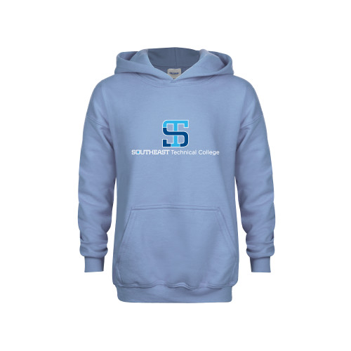 Youth Light Blue Fleece Hoodie-One-Line Wordmark