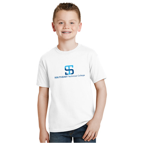 Youth White T Shirt-One-Line Wordmark