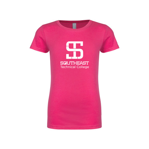 Next Level Girls Fuchsia Fashion Fit T Shirt-Stacked