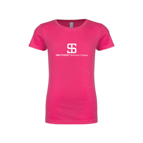 Next Level Girls Fuchsia Fashion Fit T Shirt-One-Line Wordmark