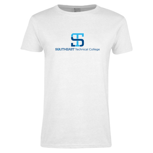 Womens White Short Sleeve Tee-One-Line Wordmark