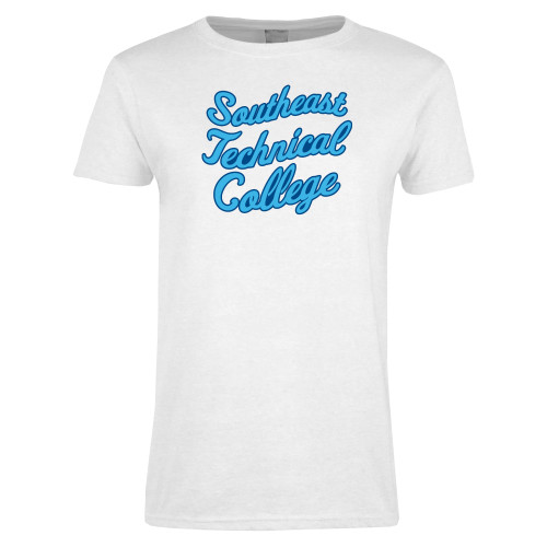 Womens White Short Sleeve Tee-Script
