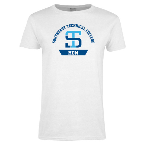 Womens White Short Sleeve Tee-Mom
