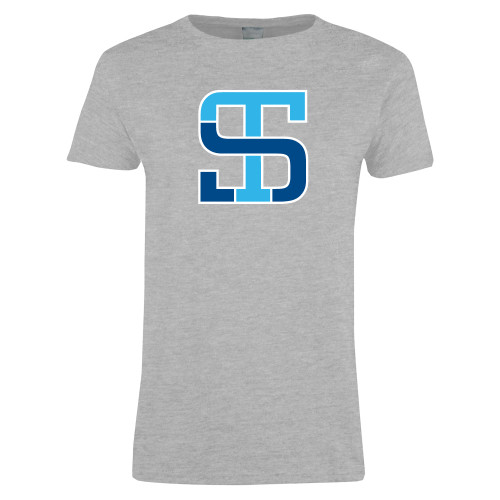 Womens Grey Short Sleeve Tee-Monogram