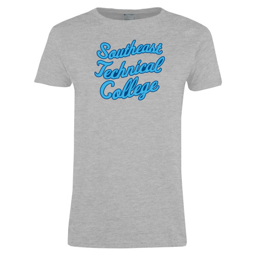 Womens Grey Short Sleeve Tee-Script