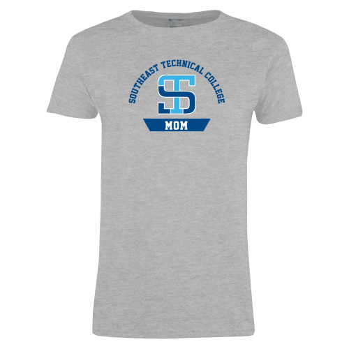 Womens Grey Short Sleeve Tee-Mom