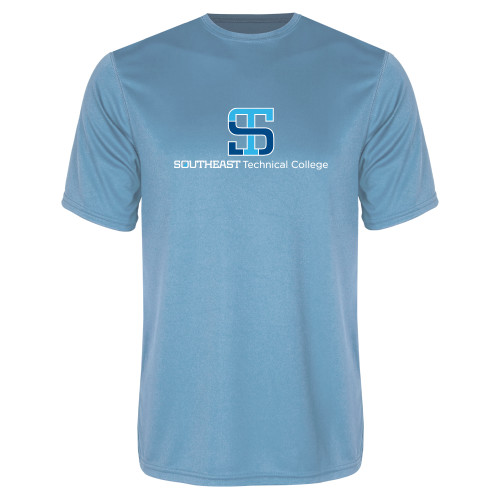 Light Blue Performance Tee-One-Line Wordmark