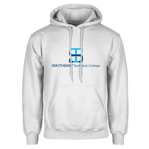 White Fleece Hoodie-One-Line Wordmark