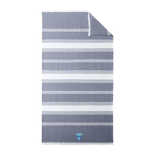 100% Cotton River Blue Navy/White Beach Throw-Monogram
