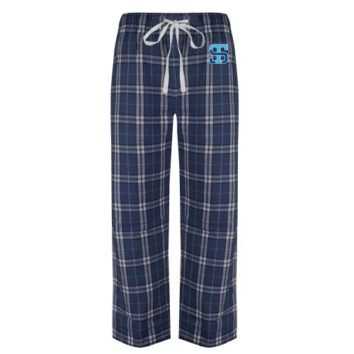 Navy/White Flannel Pajama Pant-Monogram