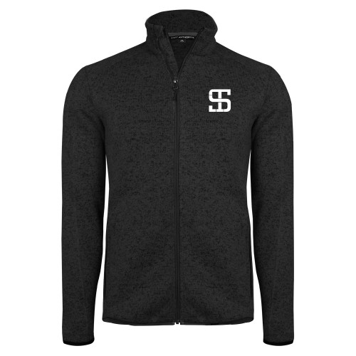 Black Heather  Sweater Fleece Jacket-Monogram