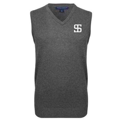 Charcoal VNeck Sweater Vest-Monogram