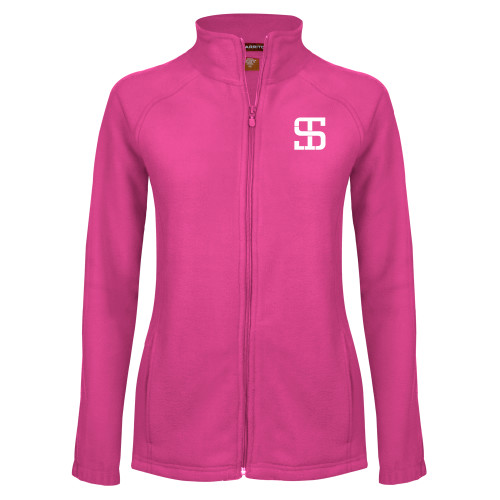 Womens Raspberry Fleece Full Zip Jacket-Monogram