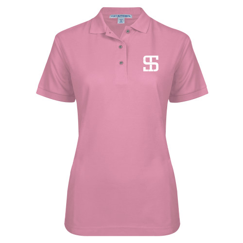 Womens Silk Touch Light Pink Pique Polo-Monogram