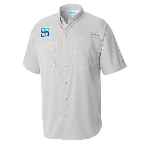 Columbia Cool Grey Tamiami Performance Short Sleeve Shirt-Monogram