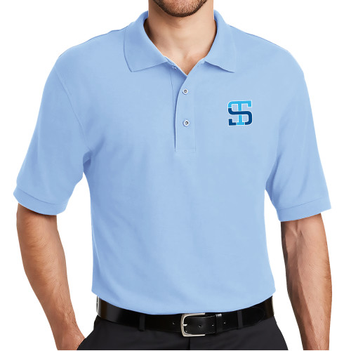 Light Blue Silk Touch Polo-Monogram