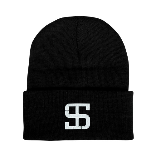 Black Knit Beanie w/Cuff-Monogram