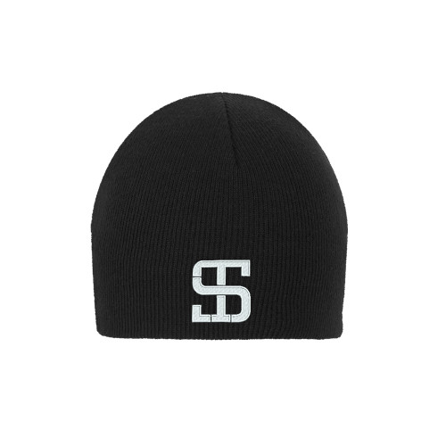 Black Knit Beanie-Monogram