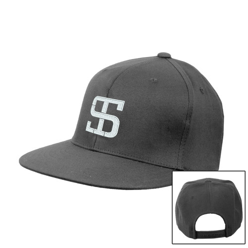 Charcoal Flat Bill Snapback Hat-Monogram