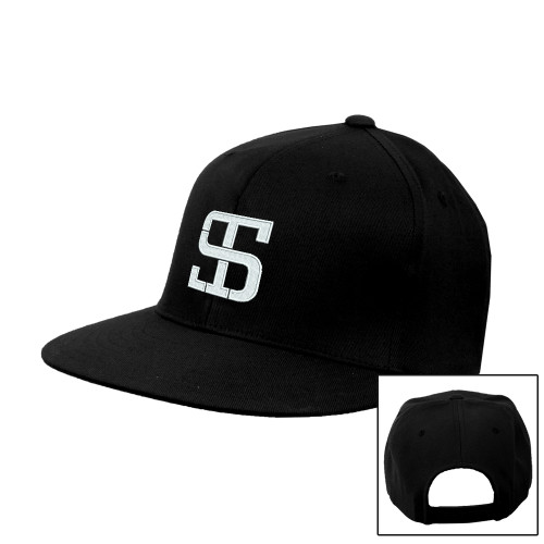 Black Flat Bill Snapback Hat-Monogram