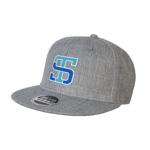 Heather Grey Wool Blend Flat Bill Snapback Hat-Monogram