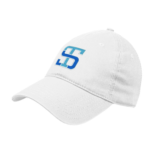 White Unstructured Adjustable Low Profile Hat-Monogram