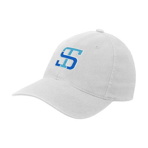 White Flexfit Structured Low Profile Hat-Monogram